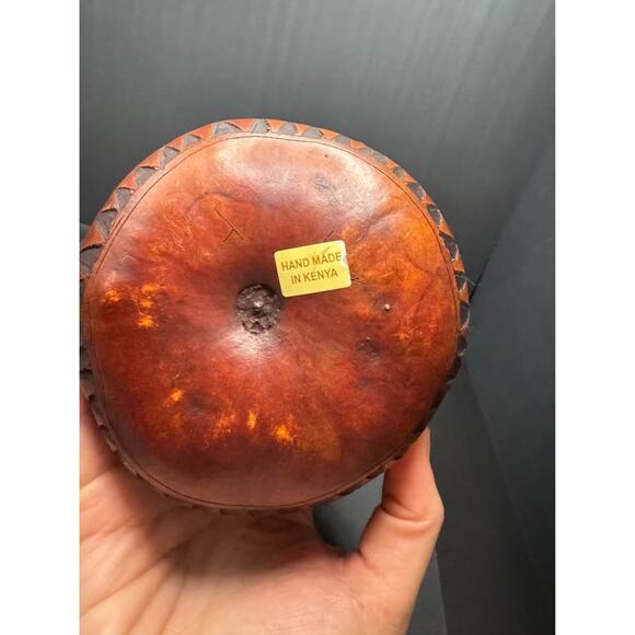 Vintage African Elephant Kenya Hand Carved Calabash Gourd Shaker - Picture 7 of 10